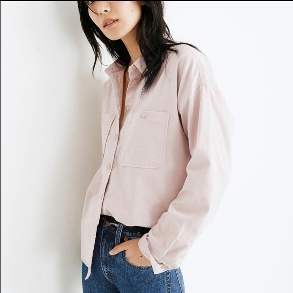 Madewell pink corduroy shirt jacket - Picture 1 of 12